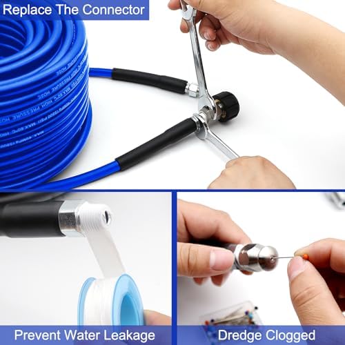 Sewer Jetter Kit 100 FT for Pressure Washer, 5800 PSI Drain Cleaner Hose - Image 7