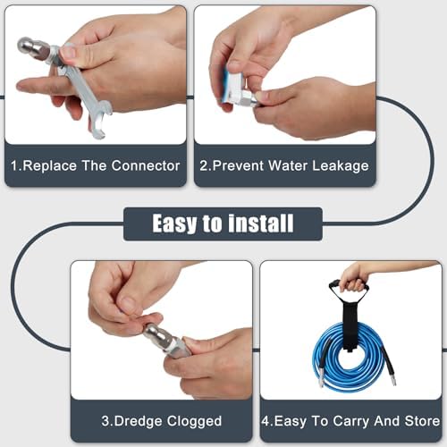 50FT Sewer Jetter Kit for Pressure Washer 5800PSI Drain Cleaner - Image 6