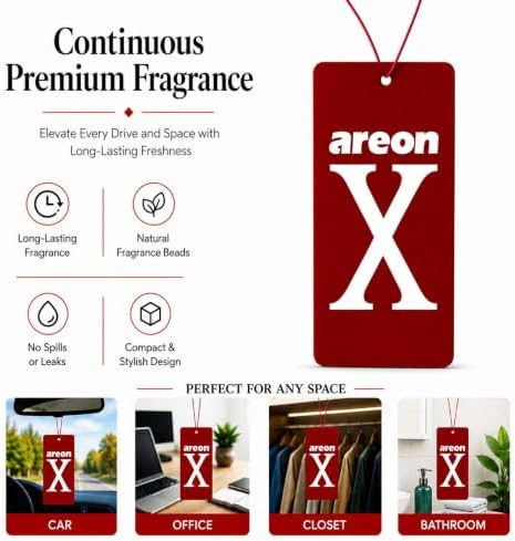 AREON X Brown Leather Paper Hanging Car Air Freshener - Pack of 12 - Image 5