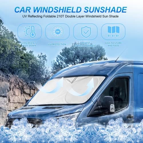for Ford Transit 2015-2023 2024 2025 2026 Car Windshield Sunshade Sun Shield Custom Fit Transit Wagon XL Cargo,Wagon XLT,Connect Van XL,Front Window Shades Cover Sun Visor Protector Car Accessories - Image 2