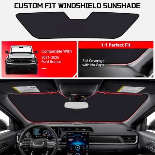 Windshield Sun Shade Custom Fit for Ford Bronco 2021-2026 - Image 2