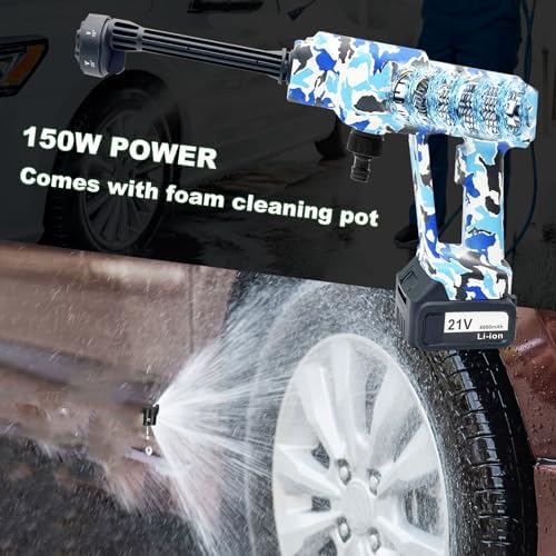 Portable Cordless Blade Blower, 6-in-1 Nozzle Powered by 1220 PSI Battery for car Washing, Suitable for Houses, Floors, Plants, Gardens, Camouflage - Image 6