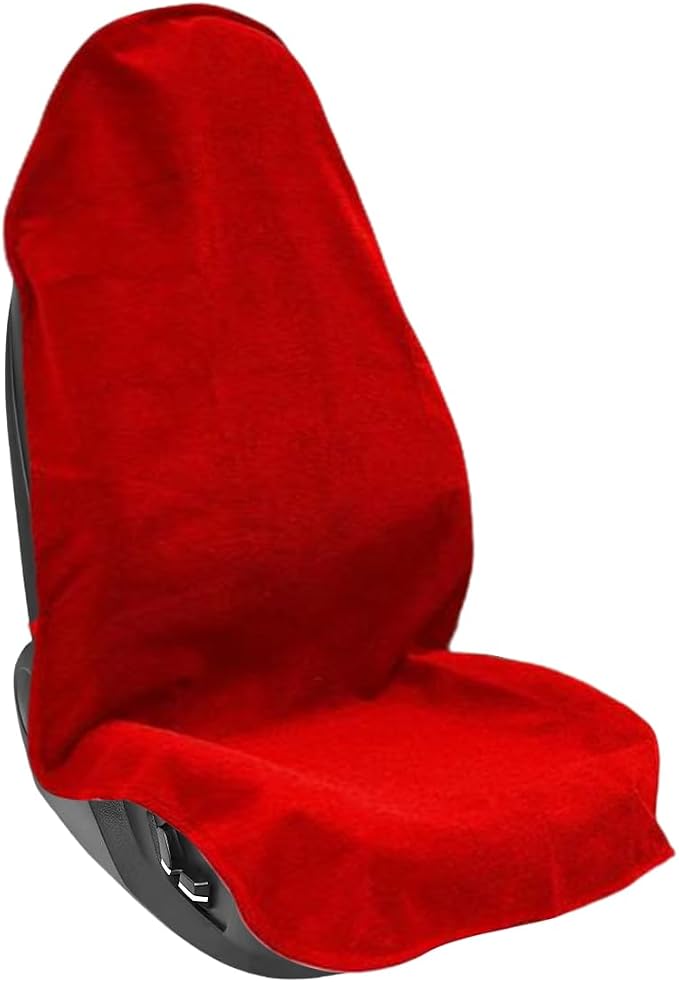 55.12 x 29.53 Inch Washable Towel Front Seat Cover, Red | soft anti-pilling cloth, neoprene grip dots, elastic straps, fits most cars, SUVs, and trucks, interior accessories by Unknown