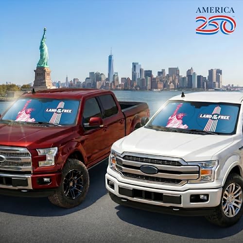 Motor Trend Statue of Liberty Washington Monument Windshield Sun Shade America 250 Pop Up Patriotic Car Sunshade Split Design Protection Heat Blocker Foldable Cover Truck SUV 4th of July Memorial Day - Image 2