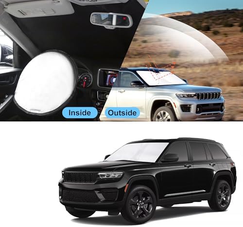 TINGLU Sun Shade for Jeep Grand Cherokee L/Jeep Grand Cherokee SUV 2021-2025 2026 Accessories Windshield Sun Shade Window Shade UV Rays Protection Sun Visor Cover - Image 6
