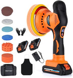Protmex Cordless Car Buffer Polisher w/ 2x2000mAh 21V Batteries, Orange by Protmex