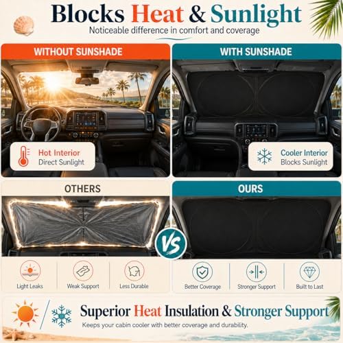 Sienna Windshield Sun Shade, Custom Fit Foldable Front Window Sunshade Visor, Reflective UV and Heat Block Interior Protector, Fits 1998–2025 Models - Image 5