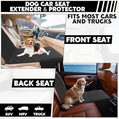 HOMBYS Back Seat Extender for Dogs,Dog Car Seat Cover with Storage Car Organizer,Dog Car Seat Extender with Storage for Front or Back Seat,Waterproof Scratch Proof Cover for Cars Trucks and SUVs,Large - Image 4