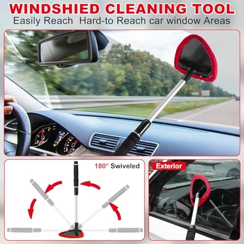 Windshield Cleaner Tool, 17Pcs Red Car Interior Cleaning Kit, Car Detailing Kit Interior Cleaner, Car Detailing Brushes, Car Cleaning Gel, Inside Cleaning Supplies Accessories for Women Girls - Image 2