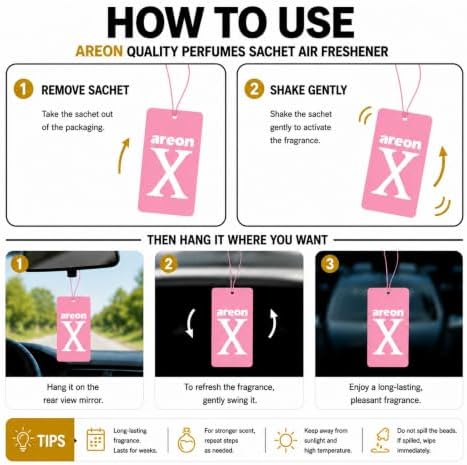 AREON X Pink Lilac Paper Hanging Car Air Freshener - Pack of 12 - Image 4