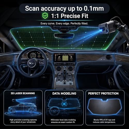 Windshield Sun Shade Custom Fit for 2025-2026 Chevrolet Equinox, Advanced Diamond-Patterned Heat Shield to Block UV Rays, Foldable Auto Window Visor, Precise Mirror Cutout - Image 2