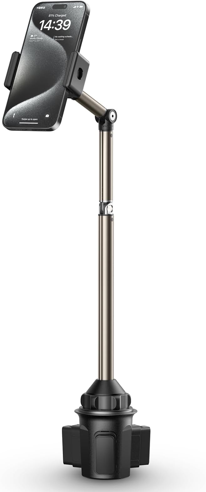 JSAUX Car Cup Holder Phone Mount, Metal Long Arm, Adjustable Base | Sturdy Metal Arm, Adjustable Height and Angle, Secure Phone Grip, Fits 2.17-4.33 in Car Cup Holders by JSAUX