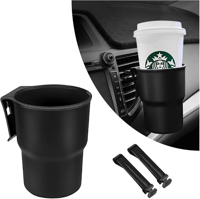 Hanging Cup Holder for Car Air Vents/Windows,Multi-Function Car Cup Holder Organizer/Car Trash Can,Universal Car Window Cup Holders with 2 Hooks Fits Most Cup Types (Black) by IHOTDER