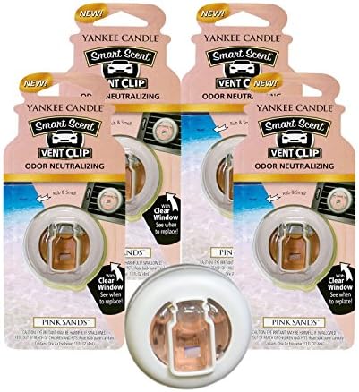 Yankee Candle Smart Scent Vent Clip Car Air Freshener, Odor Neutralizing Car Fragrance, Pink Sands (Pack of 4) by YankeeCandle
