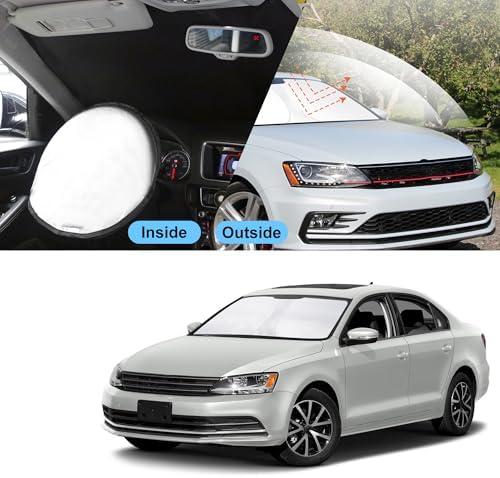 TINGLU Sun Shade for Volkswagen VW Jetta 2011-2018 Accessories Windshield Sun Shade Window Shade UV Rays Protection Sun Visor Cover with Steering Wheel Sunshade Storage Bag - Image 6