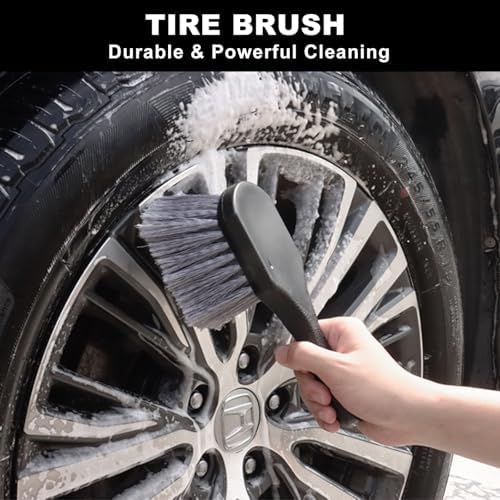 Car Wheel Brush kit, Tire Brush, Wheel Cleaner Brush, Soft-bristled Rim Cleaner Brush, Car Detailing Brushes, Wheel Brushes for Cleaning Wheels,Tires, Car Cleaning Brush Supplies Kit - Image 4