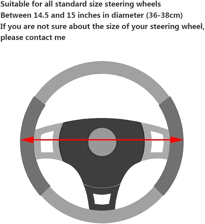 YHONGJT Cute Soft Microfiber Leather Anti-Slip Steering Wheel Cover, Universal 15 Inch for Women Girls, Fit Vehicles, Sedans, SUVs, Vans, Trucks - Black and White - Image 5