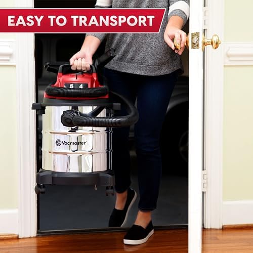 Vacmaster VOC508S 1101 5-Gal 4 Peak HP Stainless Steel Wet/Dry Vac Red - Image 3