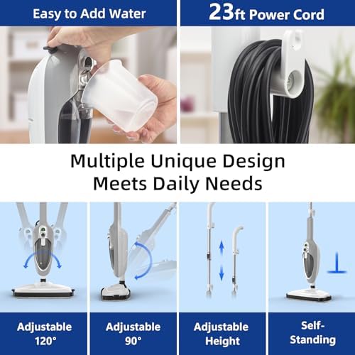 Steam Mop - 10-in-1 MultiPurpose Handheld Steam Cleaner Detachable Floor Steamer for Hardwood/Tile/Laminate Floors Carpet with 11 Accessories for Whole Home Use. - Image 6