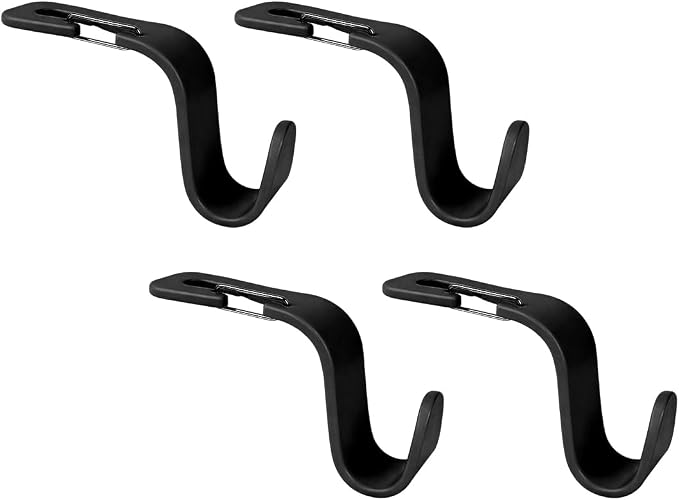 4PCS Car Seat Headrest Hook, Multi-Purpose Seat Back Hanger Purse Bag Handbag Organizer, Auto Interior Backseat Storage Hook Holder for Coat Hat Grocery Umbrella, Universal Fit (Black) - Image 7