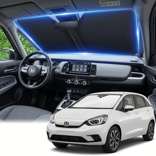 Windshield Sun Shade for Honda Fit 2007-2024 Sunshade Front Window Shade Custom for Fit Accessories Sun Visor Foldable Shade Blocks UV Rays Accessories by AuyNeas