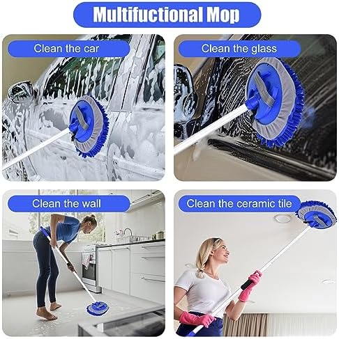 62" Car Wash Brush with Long Handle Chenille Scratch-Free Head Aluminum Pole - Image 3