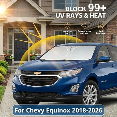 for Chevy Chevrolet Equinox Windshield Sun Shade 2018-2026, Custom Fit Front Window Visor, Foldable UV Ray Blocker, Summer Car Accessory - Image 2