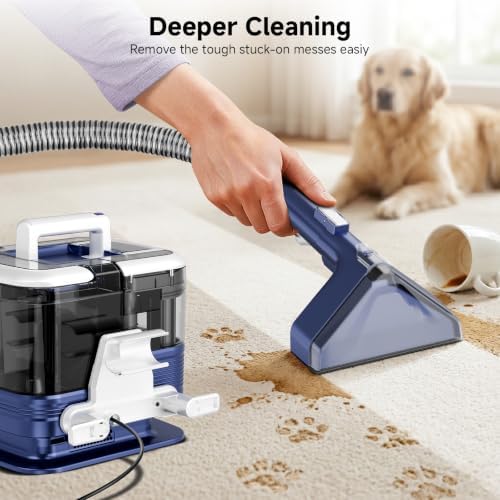 Portable Carpet Cleaner & Upholstery Cleaner Machine - 21Kpa Carpet Cleaner Machine, Self-Cleaning, Deep Cleaner for Pet Stains, Cars, Couch, Rug, Furniture with Dual Brush, Large Tank, Blue - Image 2