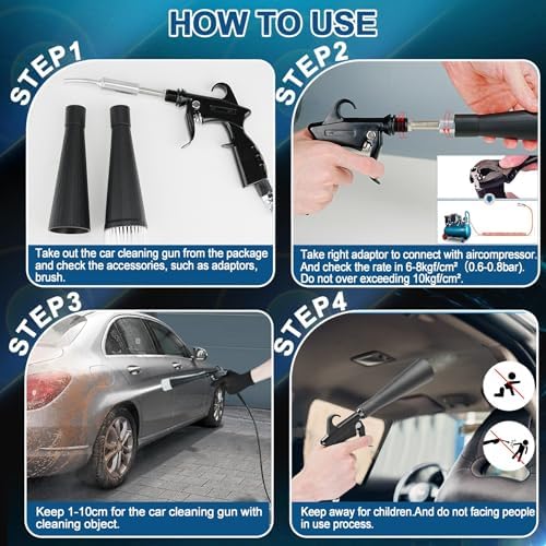PARAROSE Detailing Car Cleaning Gun Interior Dryer Air Blow Gun, High Pressure Blower Gun, Car Detailing Tools for Quickly Blowing Out Dirt and DustWorking with Air - Image 4