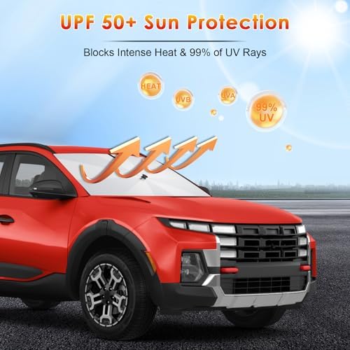 for Car Windshield Sunshade Umbrella 2022-2026 Hyundai Santa Cruz Custom Fit Windshield Sun Protector Cover 6-Layer Heat-Resistant Fabric, Ultra-Strong Fiberglass Frame (for 2022-2026 Santa Cruz) - Image 3