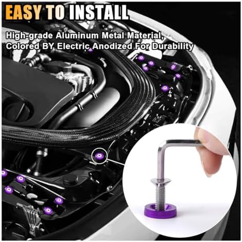smilfuy 20PCS Aluminum Bumper Fender Washer Stainless Steel Bolts, Purple - Image 7