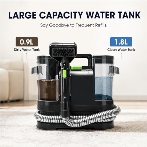 HAPOW Carpet Cleaner Machine, 18Kpa Portable Upholstery Cleaner for Couch Car fabric Furniture Mattress Area Rugs Pets Spot Extractor, with Dual Water Tanks, Cleaning Tool and Self Cleaning - Image 5