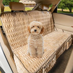 Dog Car Seat Cover, Soft Plush Waterproof Back Seat Protector, Tan | Non-Slip Backing, Full Bench Coverage, Hair, Dirt & Scratch Defense, Machine Washable, Fits Cars, SUVs & Trucks by YOVEEKLE