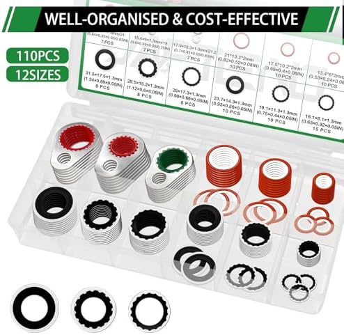 110PCS A/C Compressor Port Bonded Seal Gasket Kit, A/C Seal Washers - Image 4