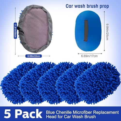 Layhit 5 Pcs Car Wash Mitt Set, Brush Not Included, Royal Blue - Image 2