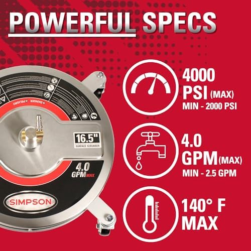Simpson 16.5" Stainless Steel Pressure Washer Surface Cleaner, 80625 - Image 6