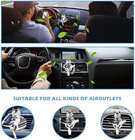 Car Air Freshener Cute Cartoon Bulldog Pilot Car Diffuser Rotating Propeller Automotive Air Outlet Fan Creative Funny Car Perfume Decoration Cool Car Accessories (Silver) - Image 4