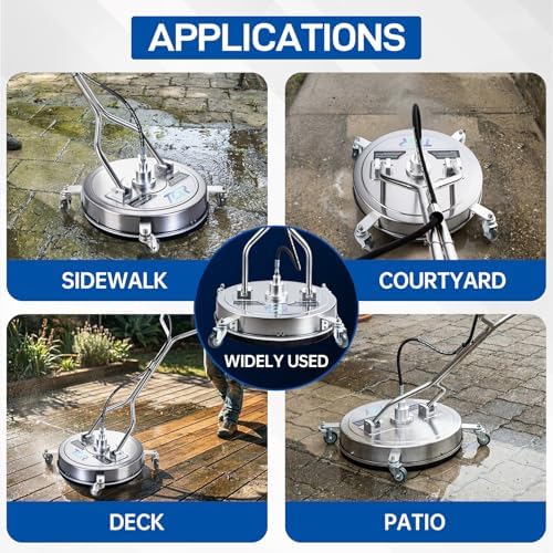 TOR 20" Pressure Washer Surface Cleaner with 4 Wheels, Surface Cleaner for Pressure Washer, Stainless Steel Dual Handle Power Washer Surface Cleaner for Concrete, Driveway, Patio, Sidewalk - Image 4