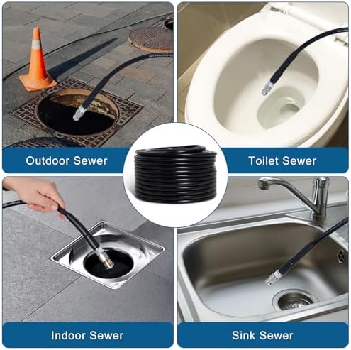 100FT Sewer Jetter Kit for Pressure Washer 5800PSI Drain Cleaner - Image 4