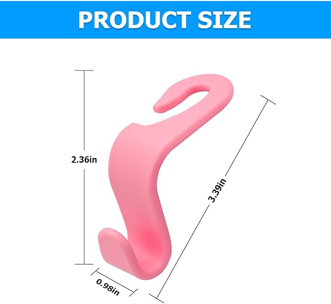 4 Pack Car Seat Headrest Hooks for Vehicle Seats, Pink | rear-row hanging storage, supports bags coats and groceries, fits matching headrest posts, interior accessory - Image 3