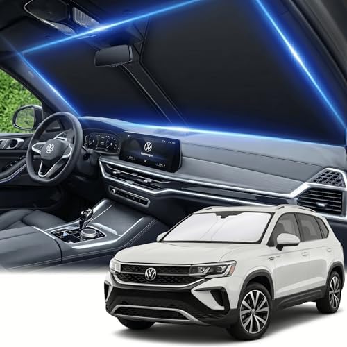 Windshield Sun Shade for Volkswagen Taos 2022-2025 2026 Sunshade Front Window Shade Custom Fit Taos Accessories Sun Visor Foldable Shade Blocks UV Rays Accessories by AuyNeas