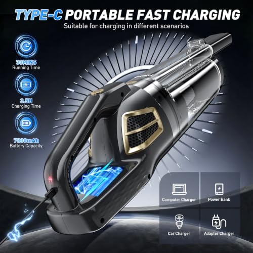 CKIKH Handheld Vacuum Cordless, 15000PA Hand Held Car Vacuum Cleaner - Image 4