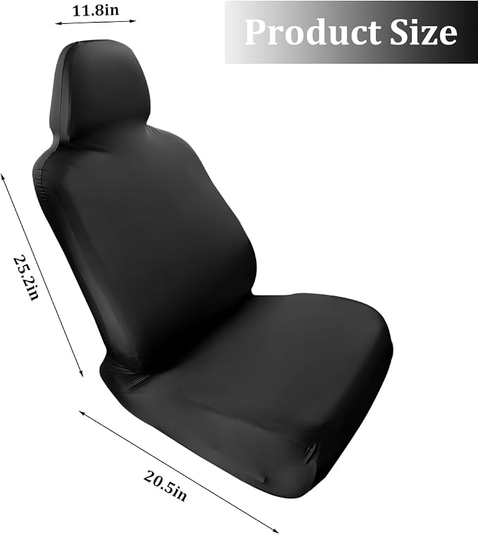 Car Seat Cover, Elastic Waterproof Dustproof Vehicle Front Seat Protector, Scratch Proof Automotive Interior Front Chair Cover Accessories, Universal Fit (Black) - Image 2