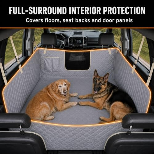 Truck Floor Hammock for Dogs with Flip-Up Rear Seats 100% Waterproof Pet Truck Seat Cover with Mesh Visual Window Senior Dog Friendly & Nonslip Fits Ford F150,F250 RAM 1500,Silverado - Image 4