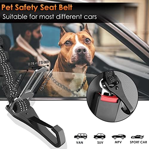 SlowTon Dog Car Seat Belt, 3 in 1 Latch Bar Attachment Dog Safety Seatbelt | Hook Latch Bar& Seatbelt Buckle, Reflective, Heavy Duty Nylon, Durability, Easy of Use, for Travel Riding, Black, 35.5" - Image 6