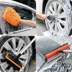 Wontolf 62'' Car Wash Brush with Long Handle, Scratch-Free Soft Bristles Sturdy Car Wash Mop, Complete Cleaning Brush Kit Wash Mitt Towel Windshield Squeegee Wheel Tire Brush for Car Truck RV Orange - Image 4