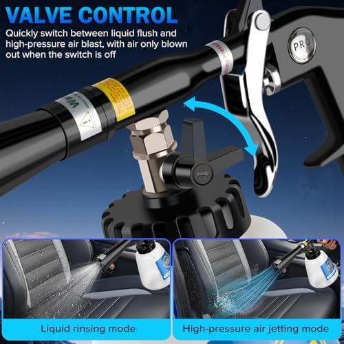 Car Cleaning Gun,High-Pressure Air Blow Gun,Air Cleaning Gun,Air Blow Gun with 2 Set Nozzles &1L Liquid Bottle,Works with Air Compressor,Pro Auto Detailing Tool for Deep Cleaning Interiors & Exteriors - Image 3