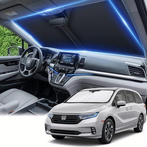 for 2018-2024 2025 2026 Honda Odyssey Windshield Sun Shade Front Window Shade Custom Fit Odyssey Accessories Sun Visor Foldable Shade Blocks UV Rays Summer Must Have Car Accessories by AuyNeas