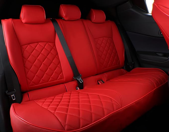 EKR Seat Covers for Honda Accord 2023 2024 2025 2026 EX,SE &2023-2026 (Hybrid) Sport,EX-L,Sport-L,Touring,(Rear Row W/40/60 Split Backrest),Leather Seat Covers for Trucks Full Set (Red) - Image 4
