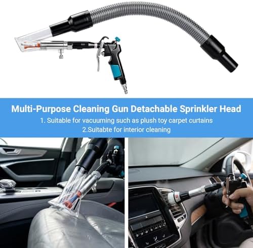 Car Interior Cleaning Gun with 2-in-1 Air Blower Attachments, Detailing Brush and Swivel Connector – for Car Seats, Carpets, Dashboards, Floor Mats, Air Vents, Pet Hair Removal and Rapid Drying - Image 6